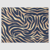 Elegante Navy Blauwe Gouden Zebraprint Tissuepapier (Voorkant)