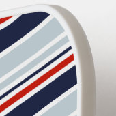 Elegante Navy Blauwe & Grijze Kuststrepen Custom Pickleball Paddle (Links Detail)