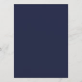 Elegante Navy Blauwe Handtekening Script Trouwmenu Menu (Achterkant)