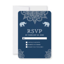 Elegante Navy Blauwe Henna Indiase Trouw RSVP