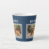 Elegante Navy Blauwe Hond Foto Latte Mok (Voorkant)