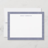 Elegante Navy Blauwe Houndstooth Monogram Notitiekaartje (Voorkant)