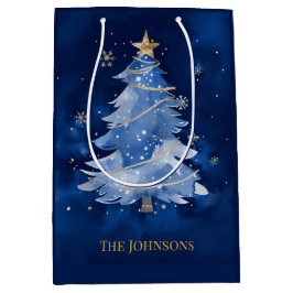 Elegante Navy Blauwe Kerstboom Custom Zakelijk H Medium Cadeauzakje