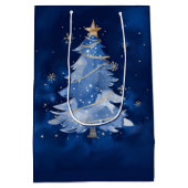 Elegante Navy Blauwe Kerstboom Custom Zakelijk H Medium Cadeauzakje (Achterkant)