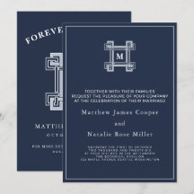 Elegante Navy Blauwe Klassieke Griekse Sleutel Mon