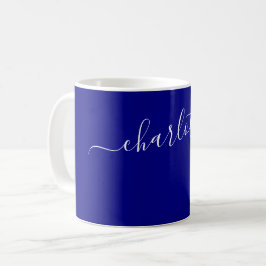 Elegante Navy Blauwe Kleur Moderne Naam Gepersonal Koffiemok
