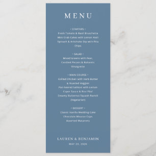 Elegante Navy Blauwe Menu Sjabloon