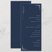 Elegante Navy Blauwe Minimalistische Trouwmenu Menu (Voorkant / Achterkant)