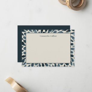 Elegante Navy Blauwe Modern Notitiekaartje