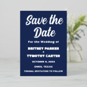 Elegante Navy Blauwe Moderne QR Code Foto Folie Uitnodiging (Staand Voorkant)