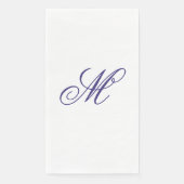Elegante Navy Blauwe Monogram Beginletter  Servet (Voorkant)