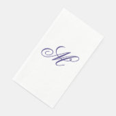 Elegante Navy Blauwe Monogram Beginletter  Servet (Hoek)