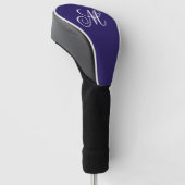 Elegante Navy Blauwe Monogram Initiaal Golfheadcover (Schuin)