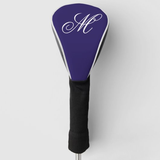 Elegante Navy Blauwe Monogram Initiaal Golfheadcover (Voorkant)