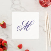 Elegante Navy Blauwe Monogram Initiaal Servet (Insitu)