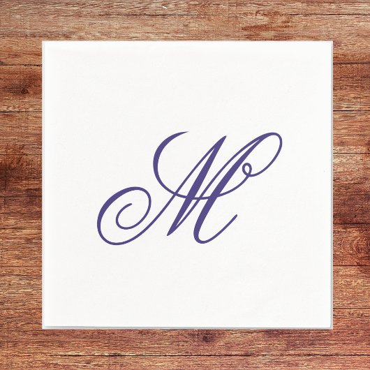 Elegante Navy Blauwe Monogram Initiaal Servet