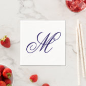 Elegante Navy Blauwe Monogram Initiaal Servet (Insitu)