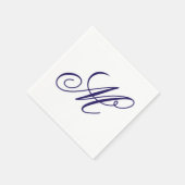 Elegante Navy Blauwe Monogram Initiaal Servet (Hoek)