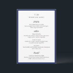 Elegante Navy Blauwe Monogram Moderne Trouwdag Menu<br><div class="desc">Moderne trouwmenu's met een strak design met schreef- en scriptlettertypen.</div>