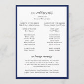 Elegante Navy Blauwe Monogram Moderne Trouwdag Programmakaart (Achterkant)