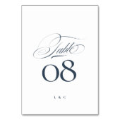 Elegante Navy Blauwe op Witte Calligrafie Bruiloft Kaart (Achterkant)