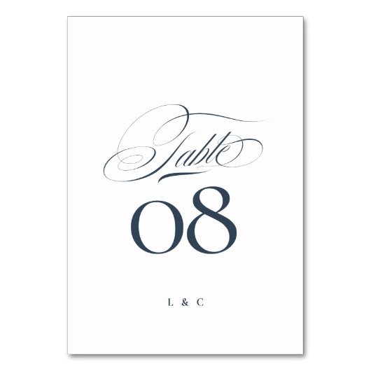 Elegante Navy Blauwe op Witte Calligrafie Bruiloft Kaart (Voorkant)