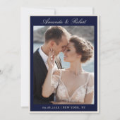 Elegante Navy Blauwe Oude Geld Foto Bruiloft Save The Date (Voorkant)