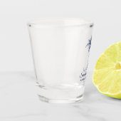 Elegante Navy Blauwe Palmboom Persoonlijk Shot Glas (Links)