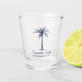 Elegante Navy Blauwe Palmboom Persoonlijk Shot Glas