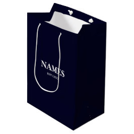 Elegante Navy Blauwe Persoonlijke Naam Cadeautas