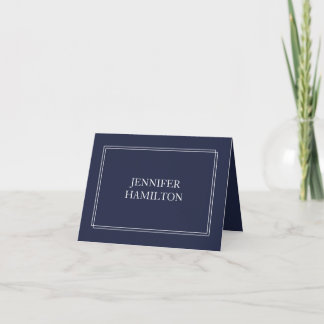 Elegante Navy Blauwe Plaatskaart Notitiekaartje