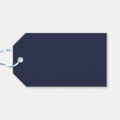 Elegante Navy Blauwe Proost Wijnfles Labels Cadeaulabel (Achterkant Horizontaal)