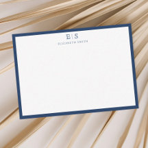 Elegante Navy Blauwe Rand Monogram