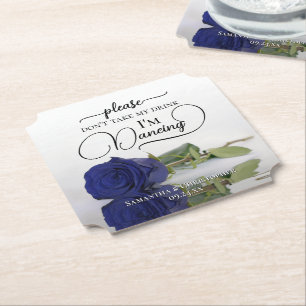 Elegante Navy Blauwe Roos Neem Mijn Drankje Niet T Kartonnen Onderzetters