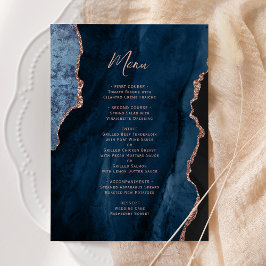 Elegante Navy Blauwe Roze Gouden Agaat Huwelijksme Menu