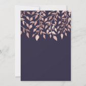 Elegante Navy Blauwe Roze Gouden Bloemige Bladeren Save The Date (Achterkant)