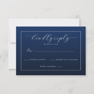 Elegante Navy Blauwe RSVP Kaart