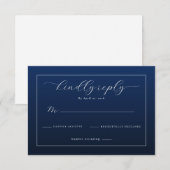 Elegante Navy Blauwe RSVP Kaart (Voorkant / Achterkant)