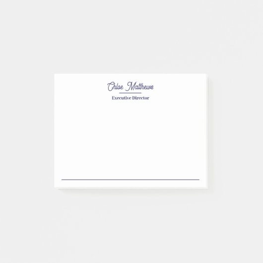 Elegante Navy Blauwe Script Rand Post-it® Notes (Voorkant)