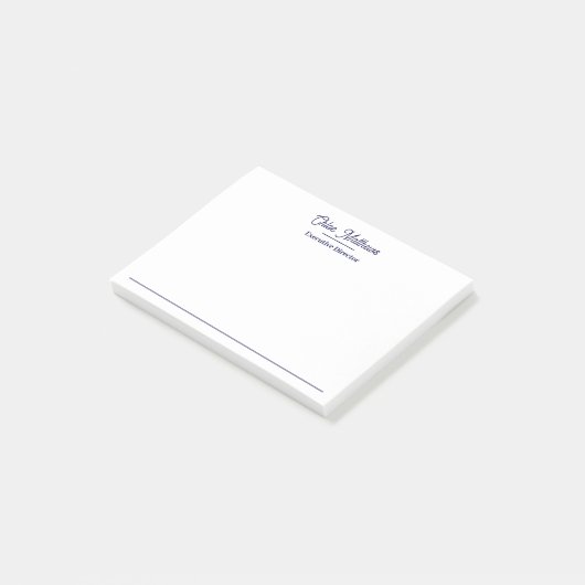 Elegante Navy Blauwe Script Rand  Post-it® Notes (Schuin)