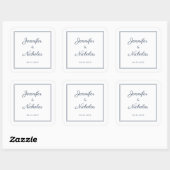 Elegante Navy Blauwe Script Trouw Vierkante Sticker (Vel)