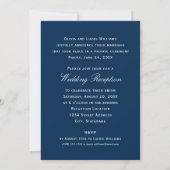 Elegante Navy Blauwe Script Trouwfoto Huwelijk Aankondiging (Achterkant)
