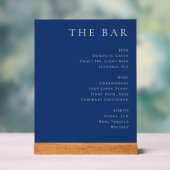 Elegante Navy Blauwe Serif Bar Menu Acryl Bord (Neutraal)