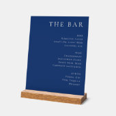 Elegante Navy Blauwe Serif Bar Menu Acryl Bord (Hoek)