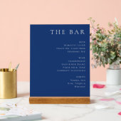 Elegante Navy Blauwe Serif Bar Menu Acryl Bord (Huwelijk)