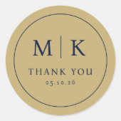 Elegante Navy Blauwe Serif Bedankt Sticker (Voorkant)