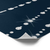 Elegante Navy Blauwe Slierlichtjes Bruiloft Poster (Hoek)