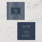 Elegante Navy blauwe strepen Vierkante Visitekaartje (Voorkant / Achterkant)