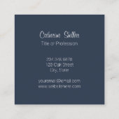 Elegante Navy blauwe strepen Vierkante Visitekaartje (Achterkant)