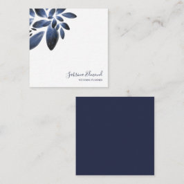 Elegante Navy Blauwe Succulente Blad Signatuur Notitiekaartje